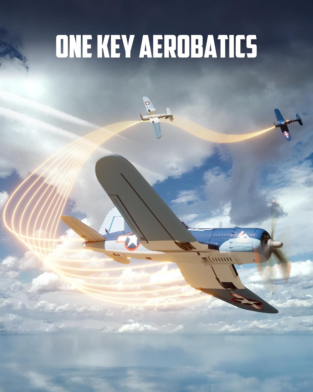 F4U Corsair Remote Control Airplane Warbird EXA76803 500MM Xpilot Stabilization 6 Axis Gyro & One Key Aerobatics 4CH Brushless RC Aircraft Full-Function 1Battery for 14y+ Adults Beginner Expert
