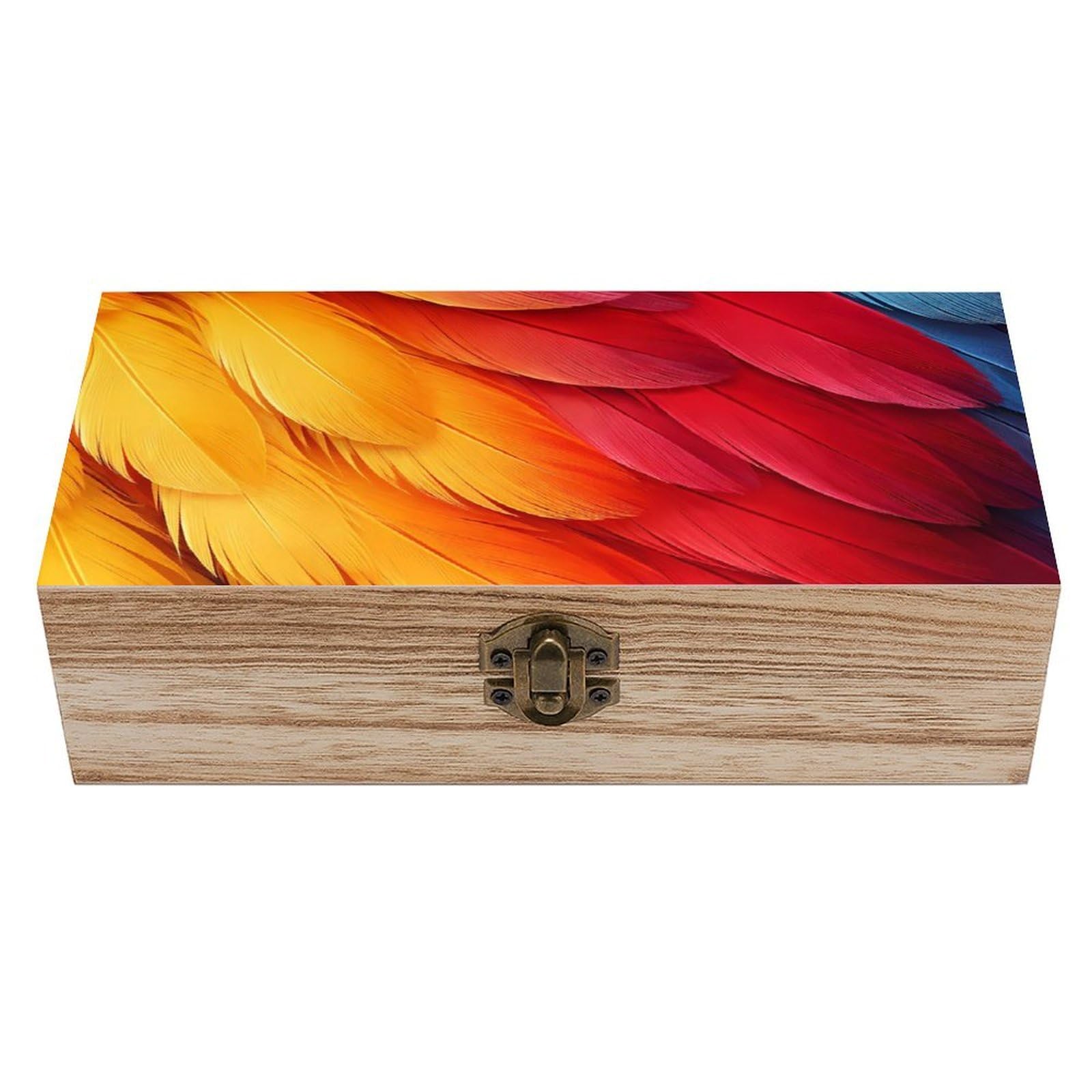 HLBSDM Fantastic Parrot Feather Wooden Storage Box