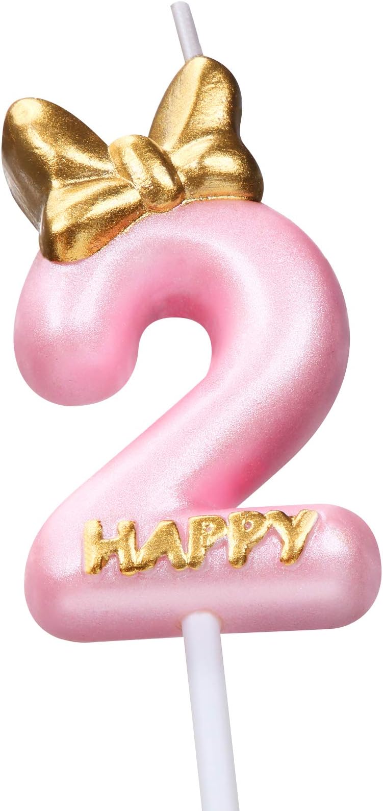 Nuanchu Pink Birthday Candles, Number 2 Candle, Number 2 Cake Topper Decorations, for Girl Birthday Cake Baking Celebration Reunions Anniversary Sweet Theme Party Supplies