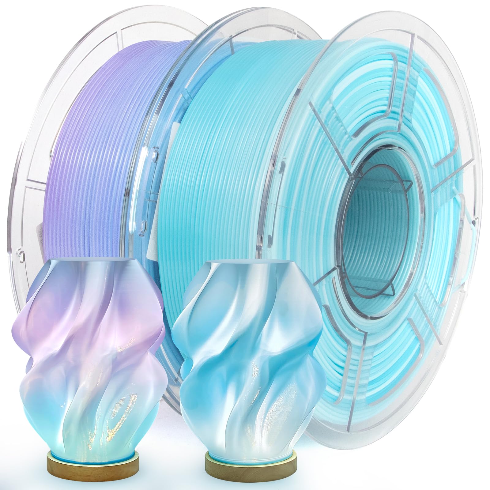 IEMAI PETG Filament 1,75 mm, 2 kg, High Speed półprzezroczysty PETG, niebieski, fioletowy/niebieski, biały, filament do drukarki 3D, dokładność pomiaru +/- 0,02 mm