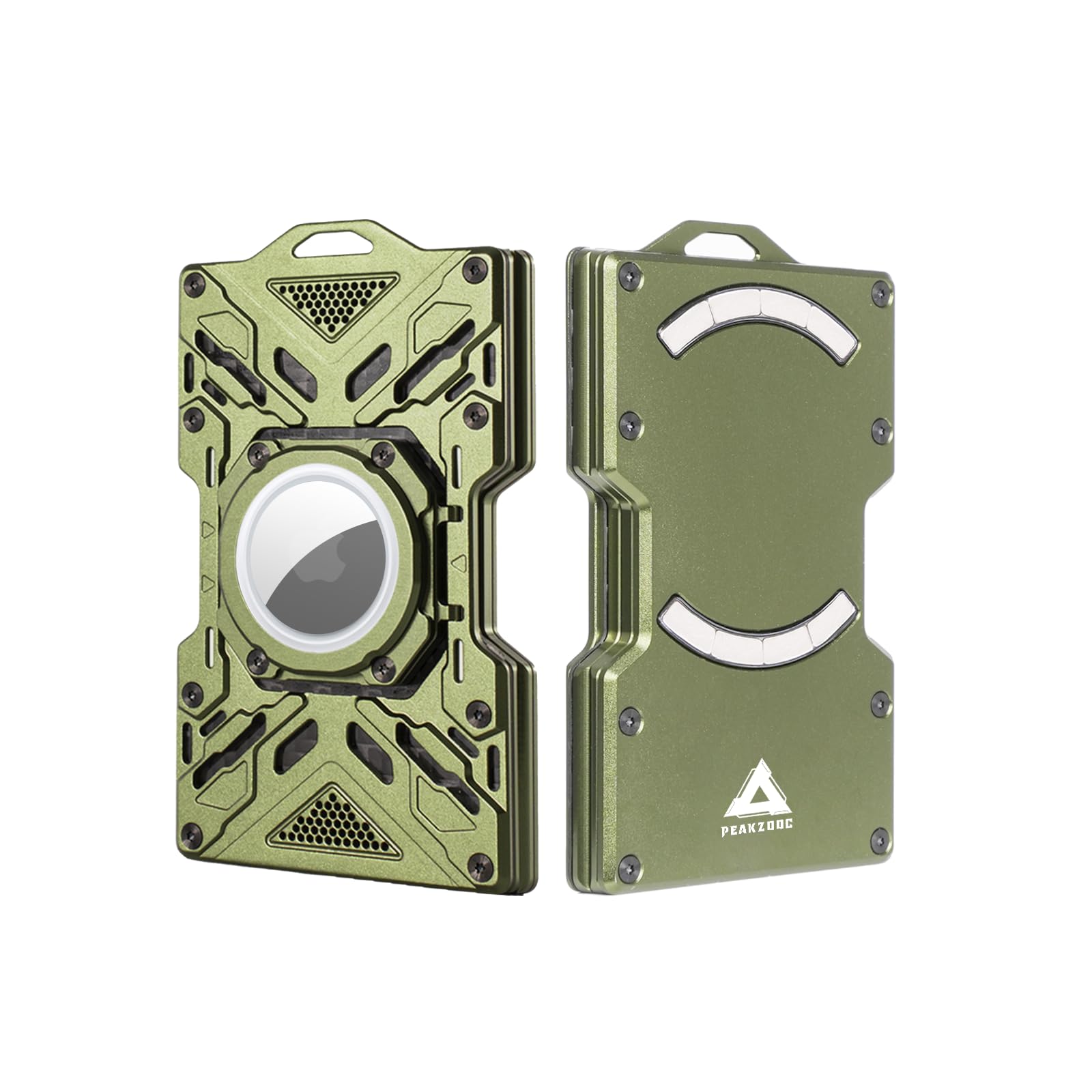 PEAKZOOC AirTag Wallet for Men – Slim Minimalist Metal Wallet with Carbon Fiber, RFID-Blocking Credit Card Holder, Front Pocket Wallet with Glass