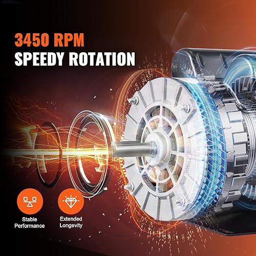 Miniatura 3 de VEVOR Motor de compresor de aire de 3.7 HP, motor eléctrico de 3450 RPM, 230 V 17.2 amperios, eje con llave de 58 pulgadas, marco 56 de eje de 1.88