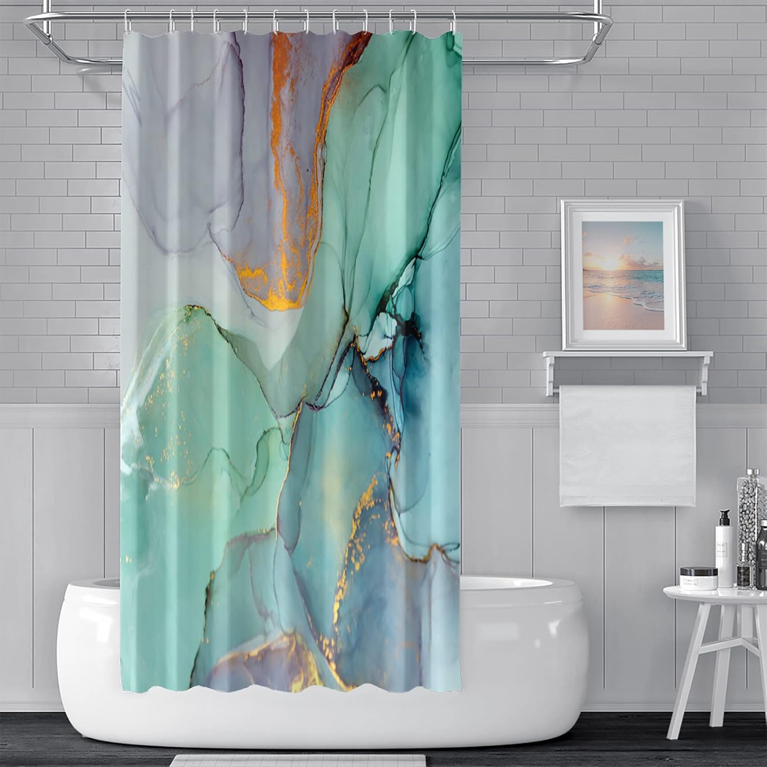 DORCEV 48x72inch Colourful Marble Texture Shower Curtain