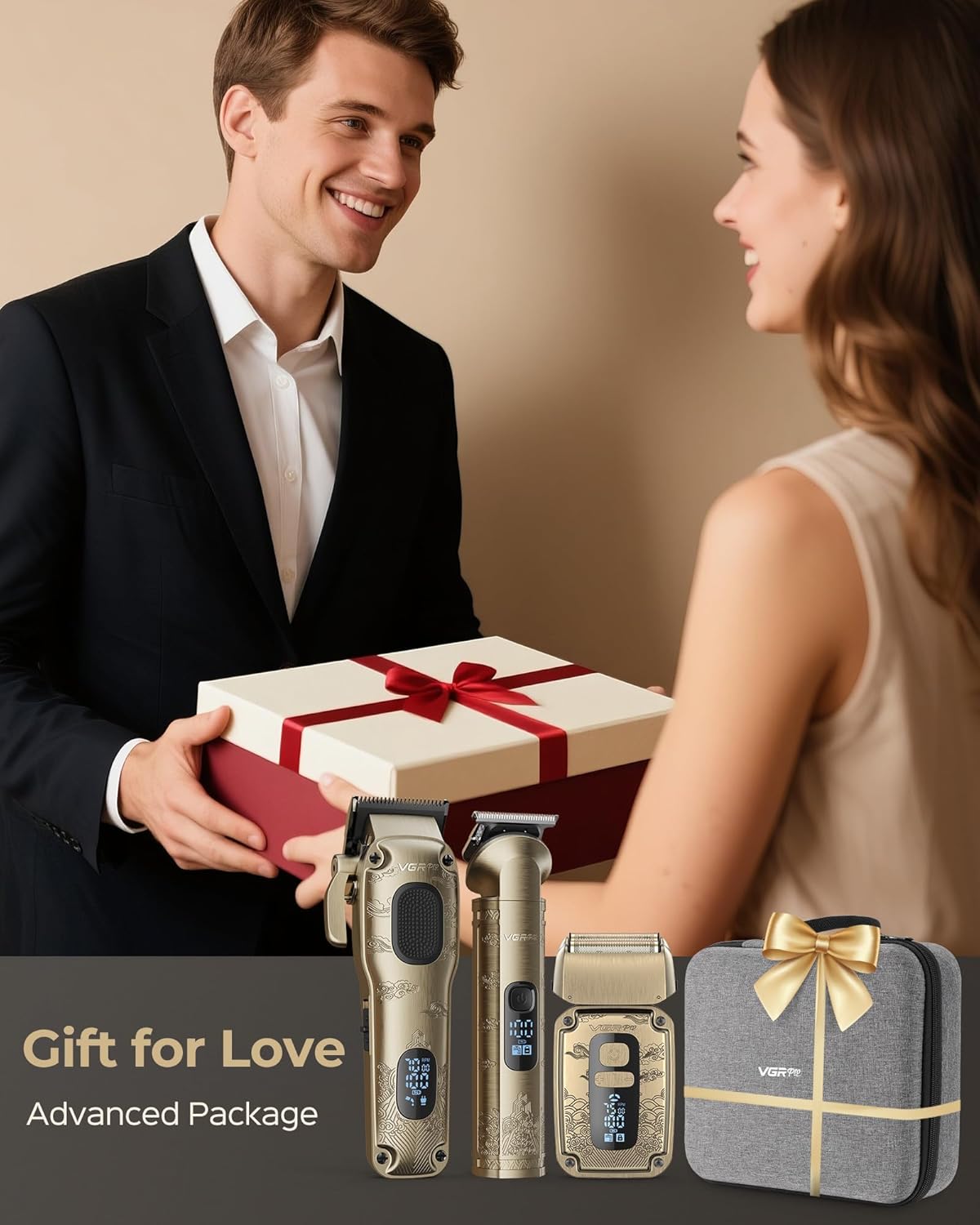 Hair Clippers & Trimmers Set for Men Professional, Waterproof Electric Razor Foil Shaver for Men Face Beard, Cordless for Hair Cutting, 4-Speed Setting, LED Battery Display, Barber or Home Use - Image 7