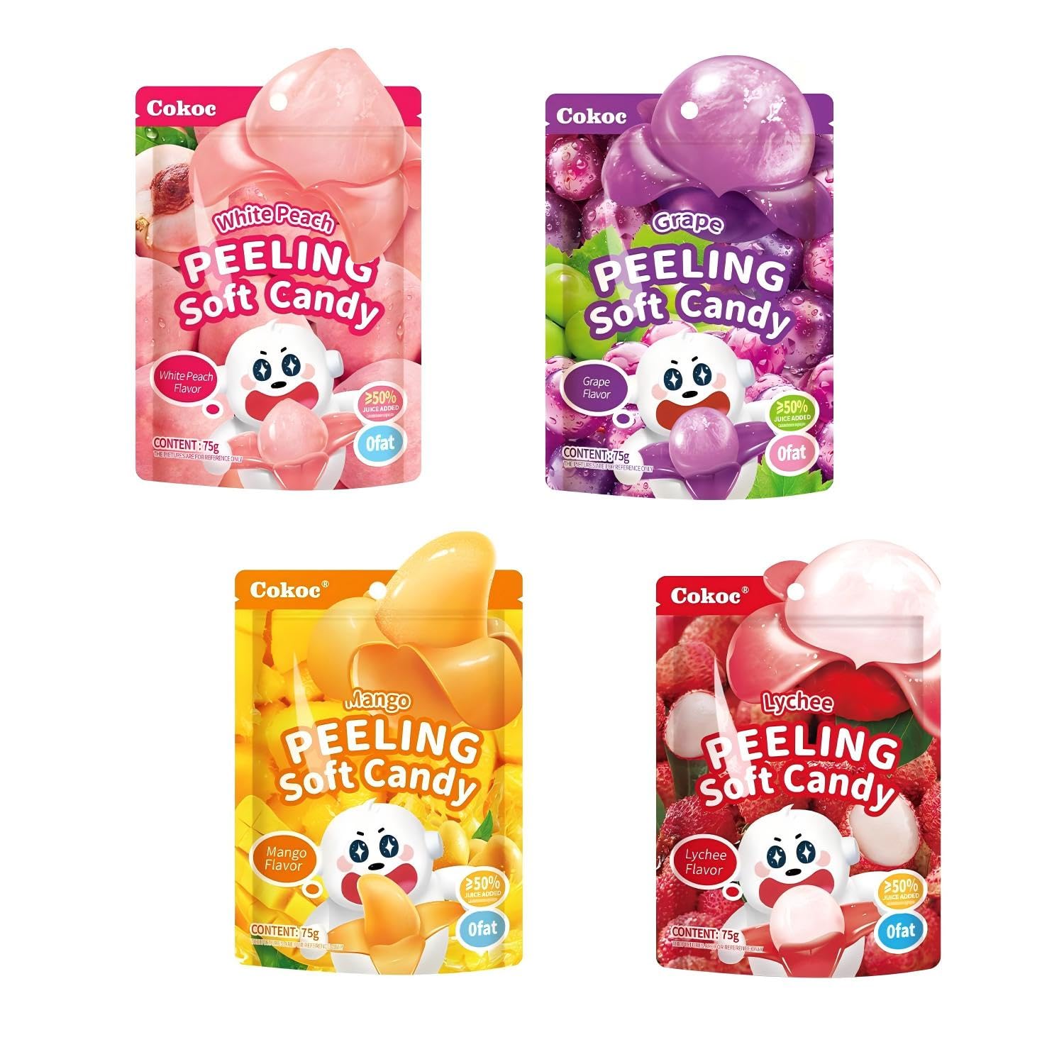 Amazon.com : COKOC Peelable Gummies Variety Pack – 4 Fruit Flavors