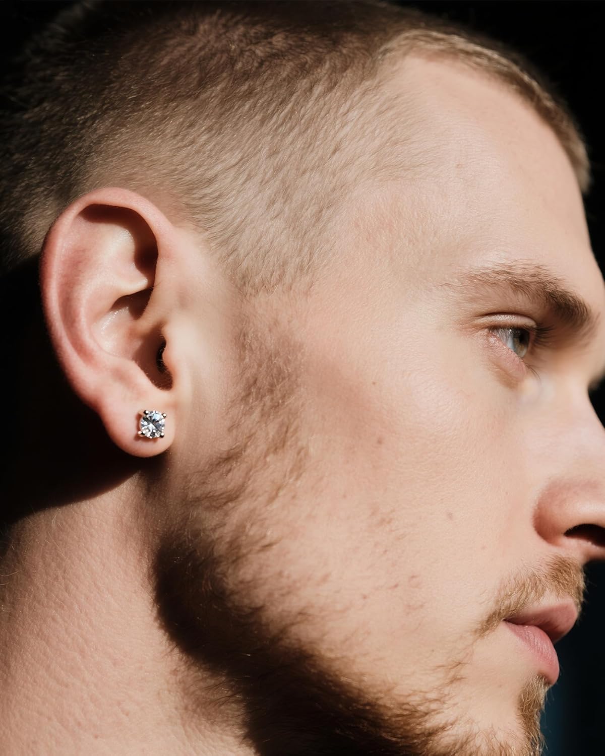 Moissanite Earrings Studs for Women, Round Cut D Color VVS1 Clarity Lab Created Moissanite Earrings Studs 18K White Gold Plated 925 Sterling Silver Earrings Jewelry Engagement Gifts for Women Men - Image 3