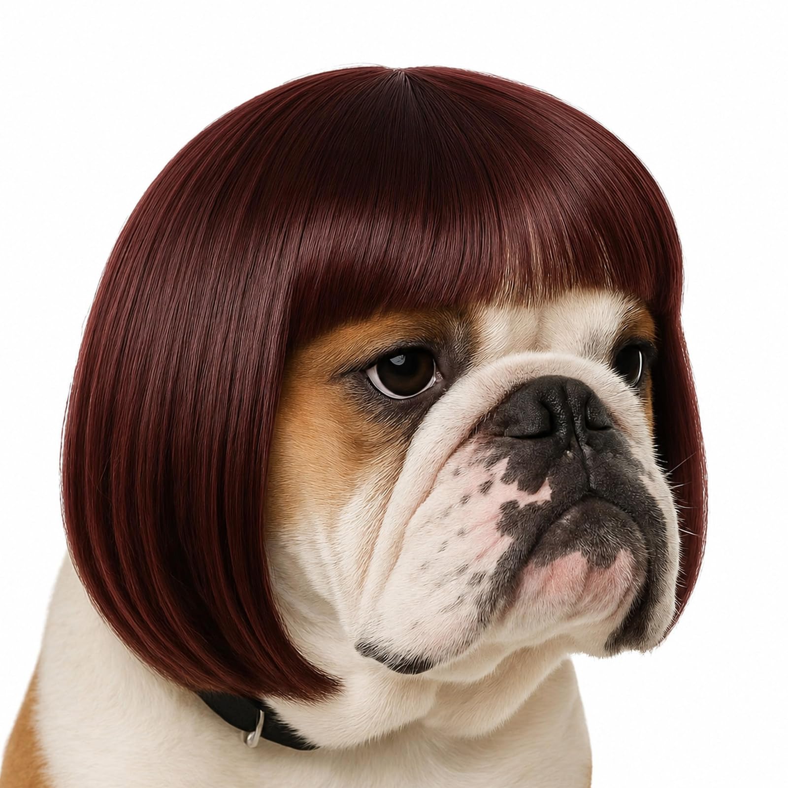 Funny Dog Cat Cosplay Wig, Dog Wigs for Small Dogs, Funny Dogs Wig Pet Costume Pet Hair Accessories Elastic Cat DogCosplay Wigs Decoration for Halloween, Christmas, Parties（Red brown, 7 Inches）