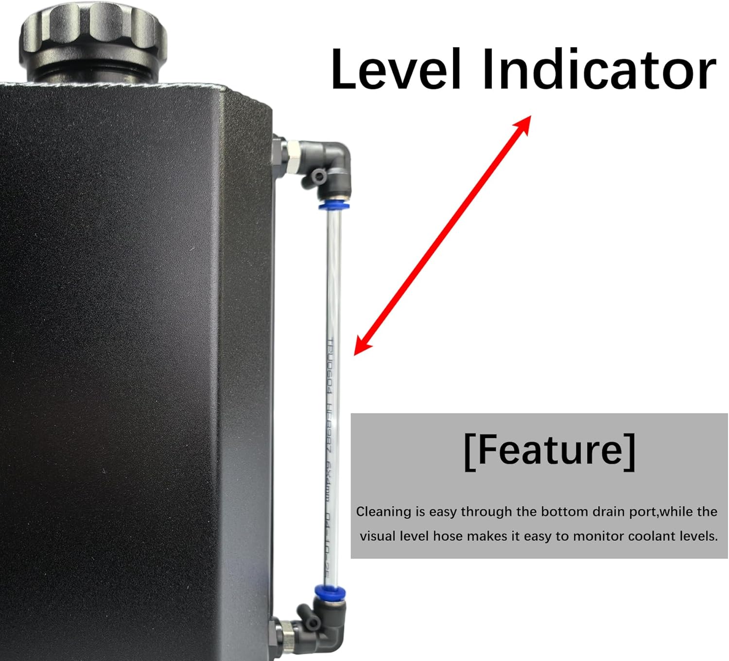 Aluminum Coolant Overflow Tank , Coolant Reservoir tank ,Radiator Overflow Reservoir,Compatible with Most Cars Black 2L