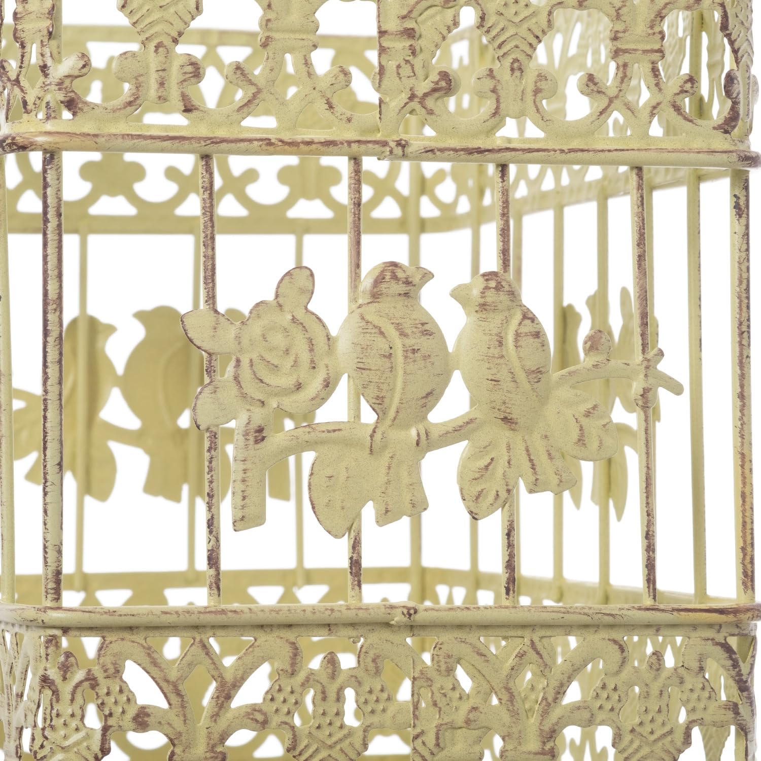 Cage à oiseaux décorative style colonial antique shabby rétro, style maison de campagne VK4RH-CR, Métal, Altgrün-gelbstich, Set M und L