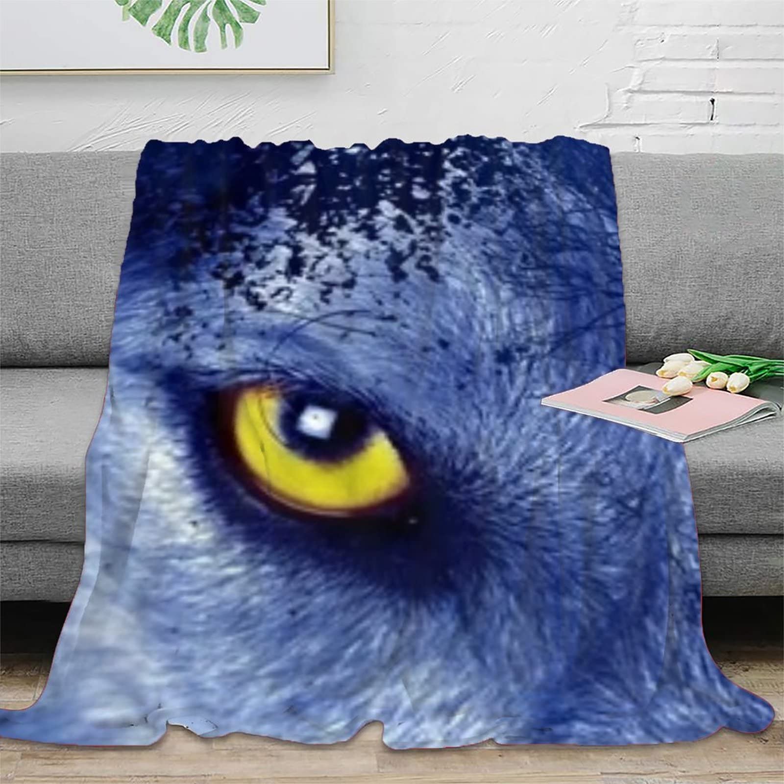 Couverture loup thermique plaid animaux cadeau lit et canapé