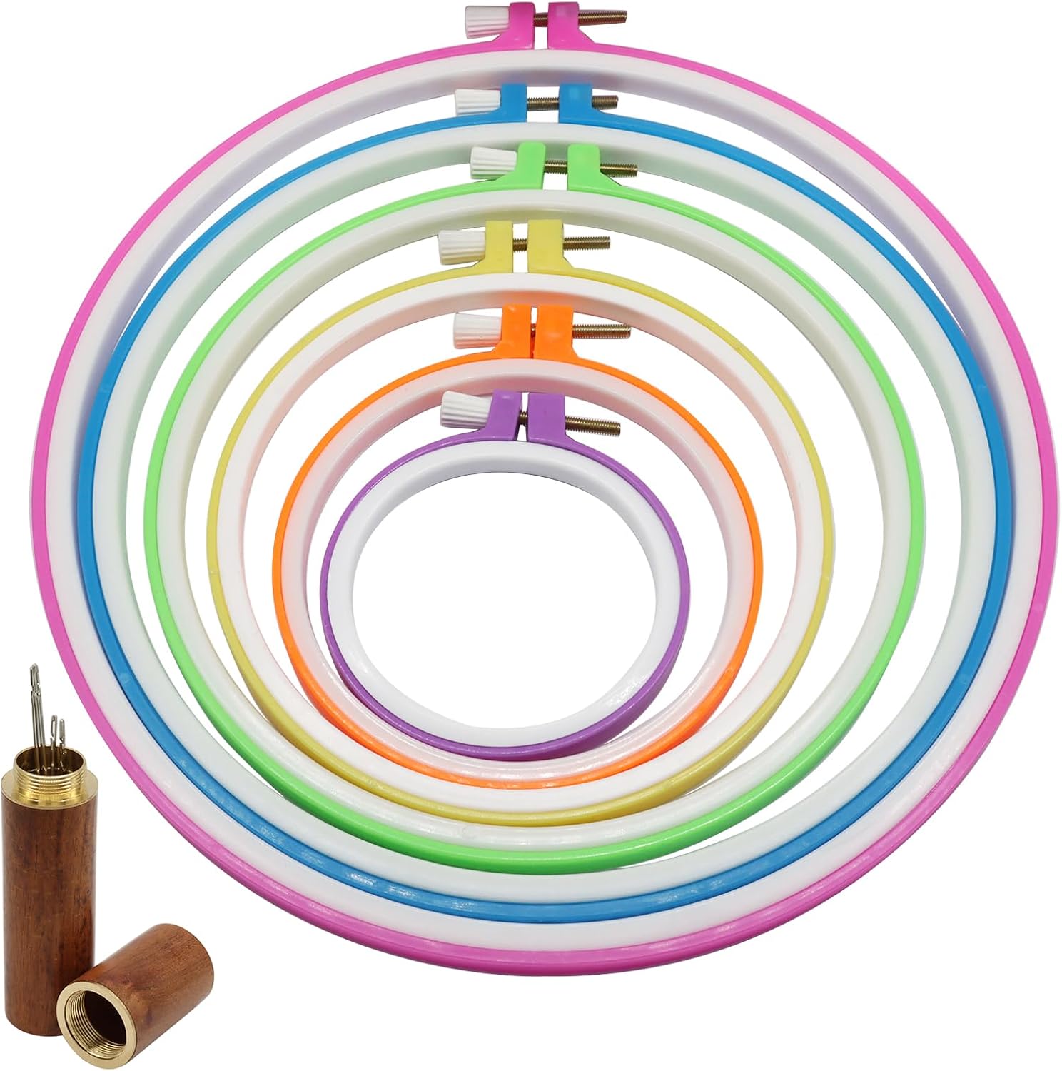 Marvexi 6Pcs Circle Plastic Embroidery Hoop Set