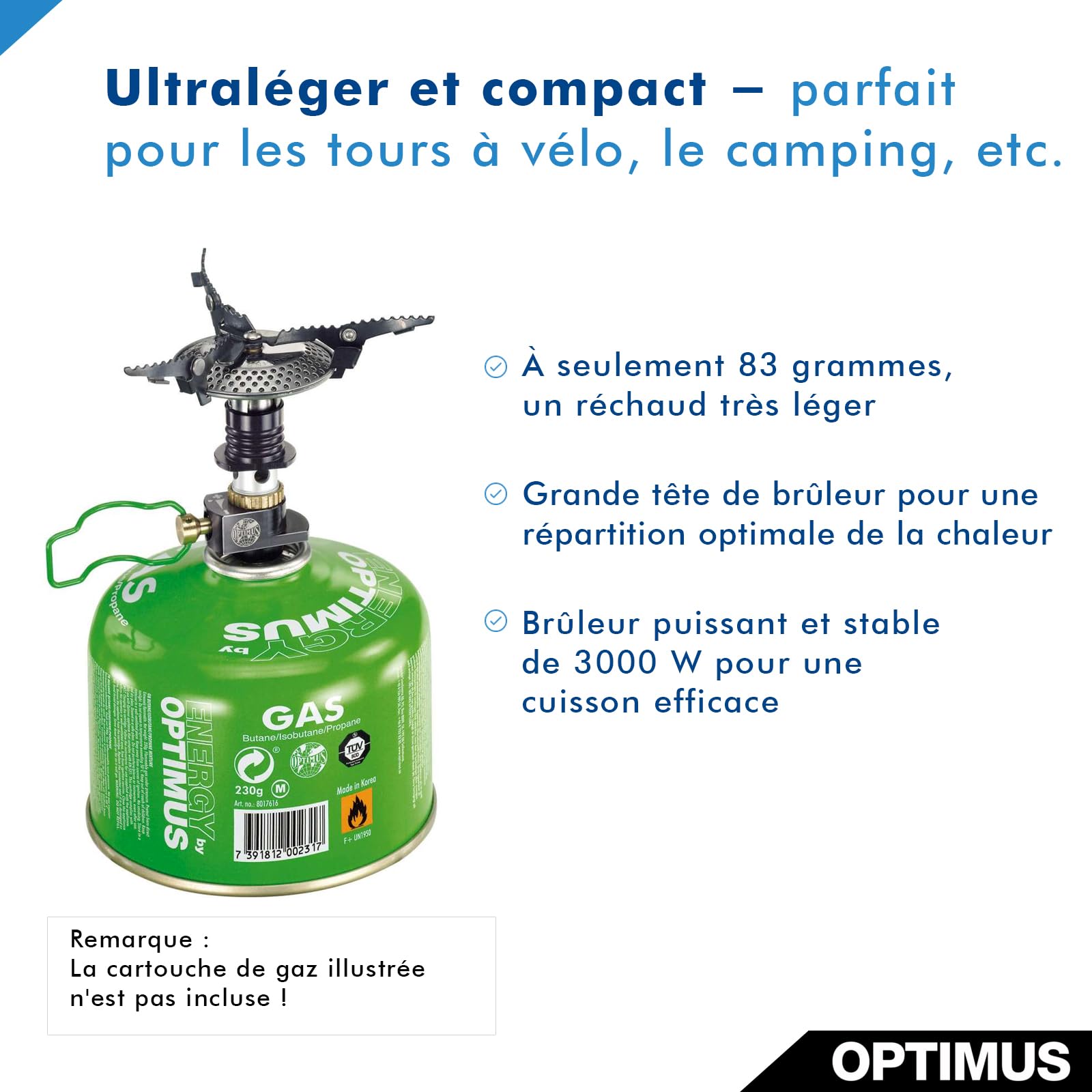 Optimus Crux Cuisinière, Taille unique, Gris