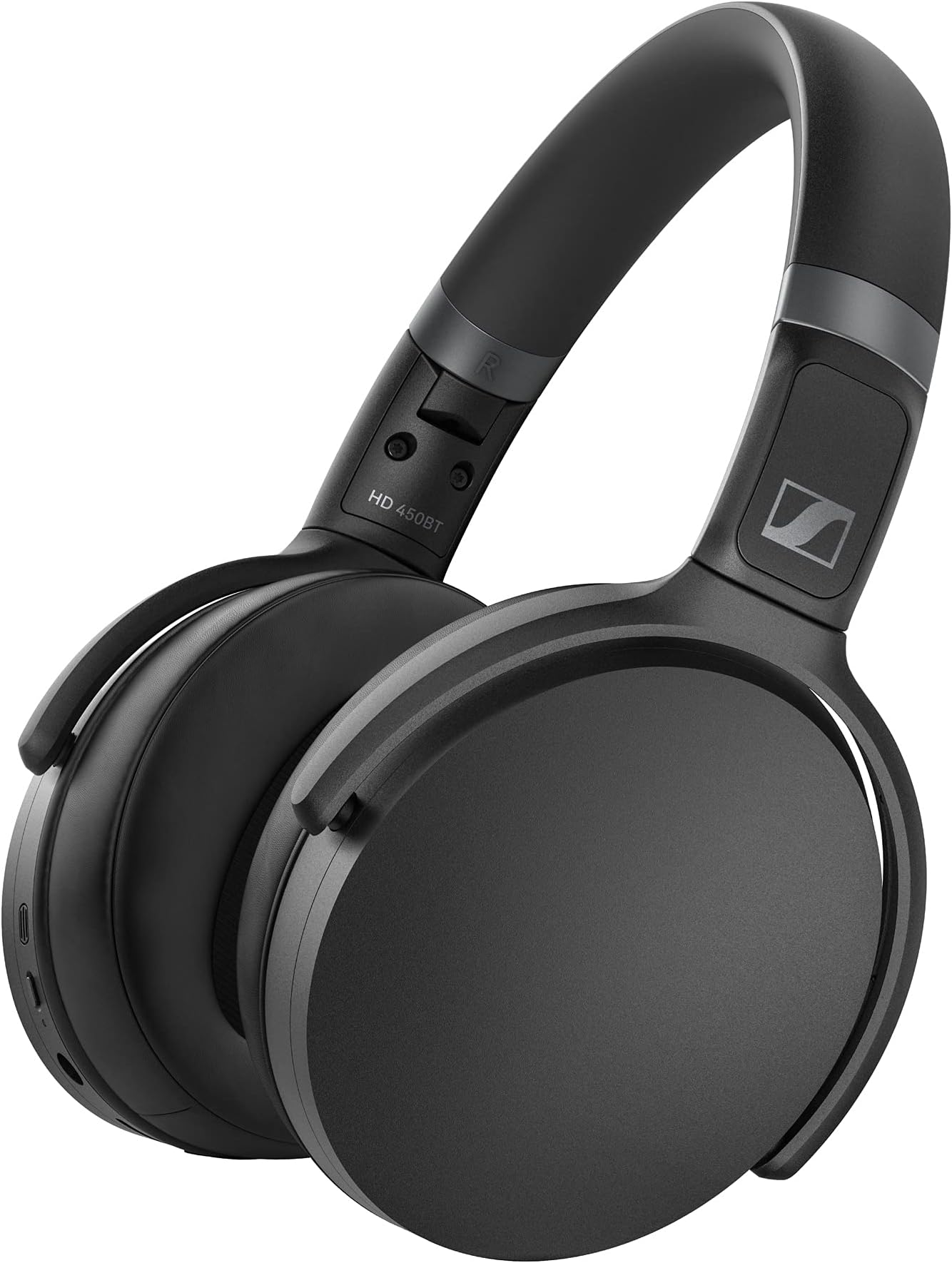 508386 Hd 450Bt Bluetooth 5.0 Wireless Headphone With Active Noise Cancellation - 30-Hour Battery Life, Usb-C Fast Charging, Virtual Assistant Button, Foldable - Black