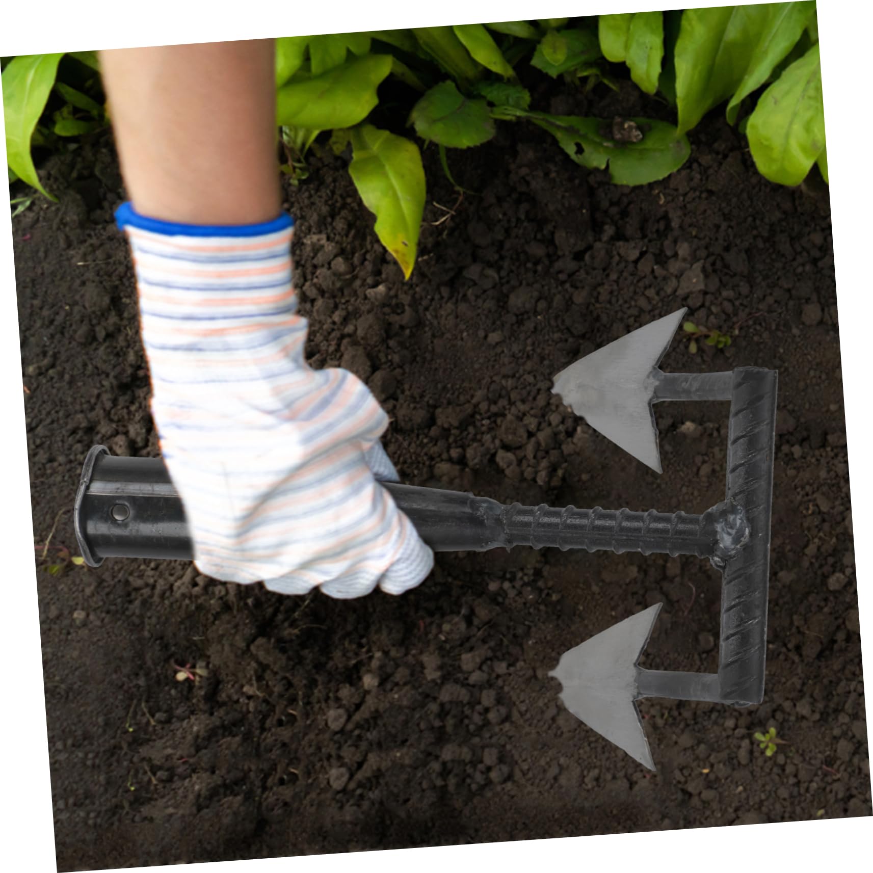 Kisangel Azada Triangular Duradera para Jardinería Herramienta Manual para Plantar Flores Zanjas y Abonar Diseño Integral Resistente para Huertos y Invernaderos