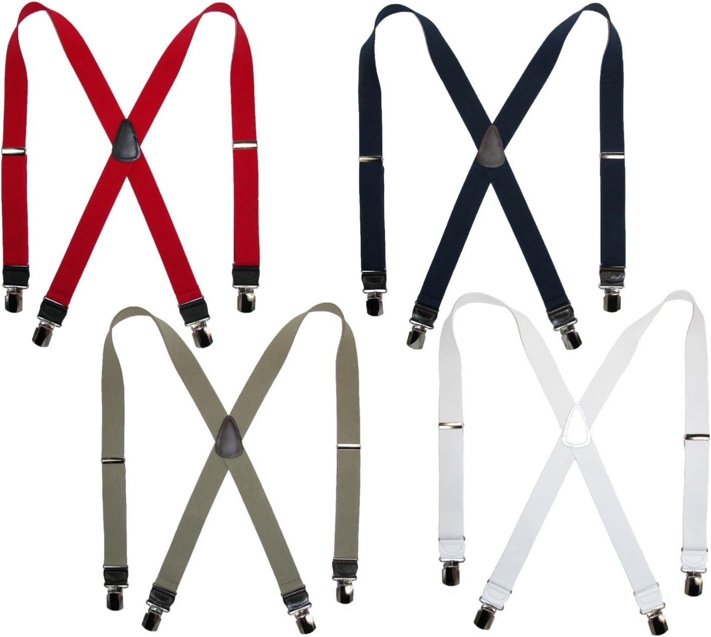 CTM Men's Elastic Anti Slip Pin Clip Suspenders with Leather Drop Tabs - Image 2