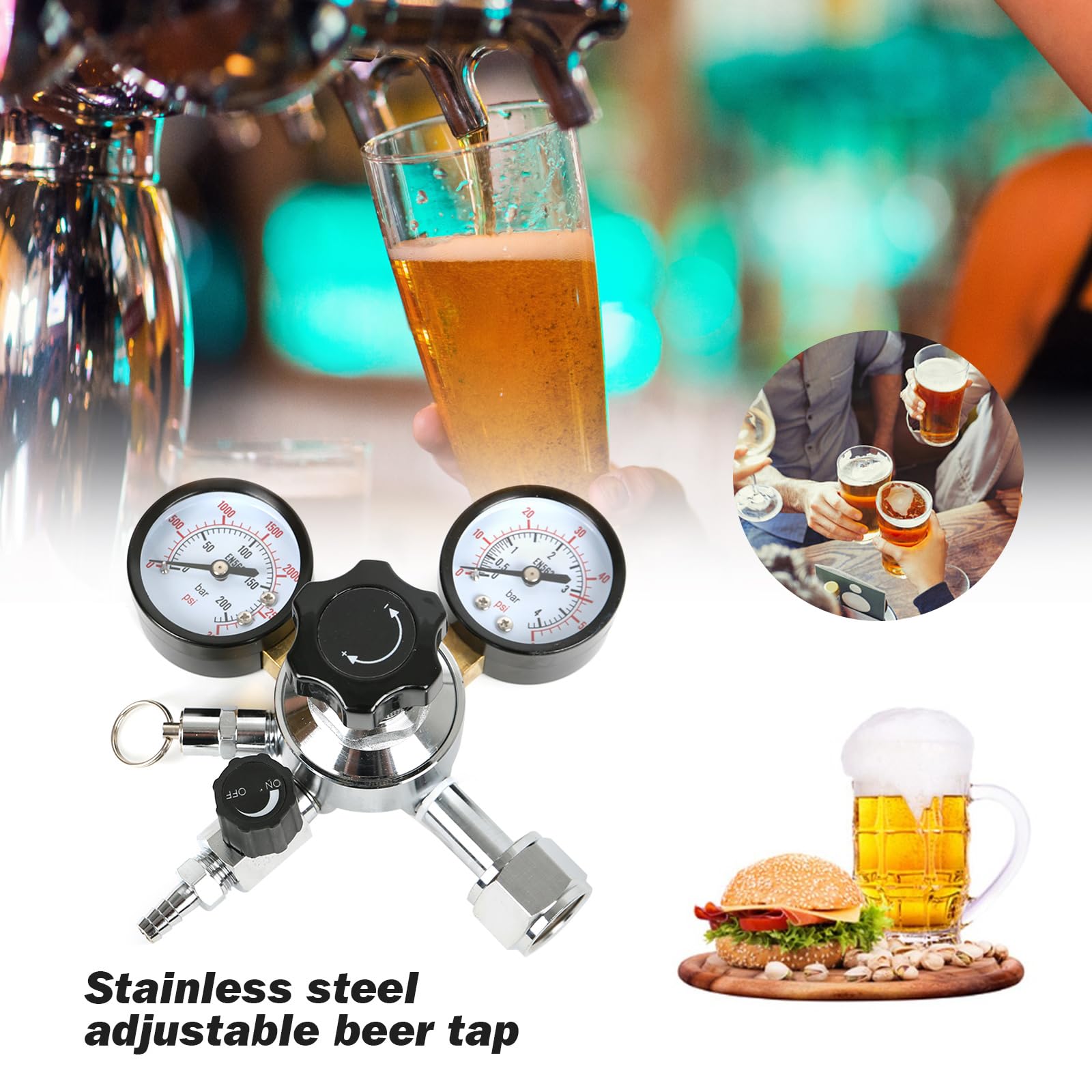 Régulateur De Pression CO2 Professionnel Double Affichage Pour Brassage Bière - W21.8 Avec 0-3000 PSI
