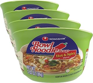 Nongshim HOT & SPICY Noodle Soup, 3.03 Ounce (Pack of 4)