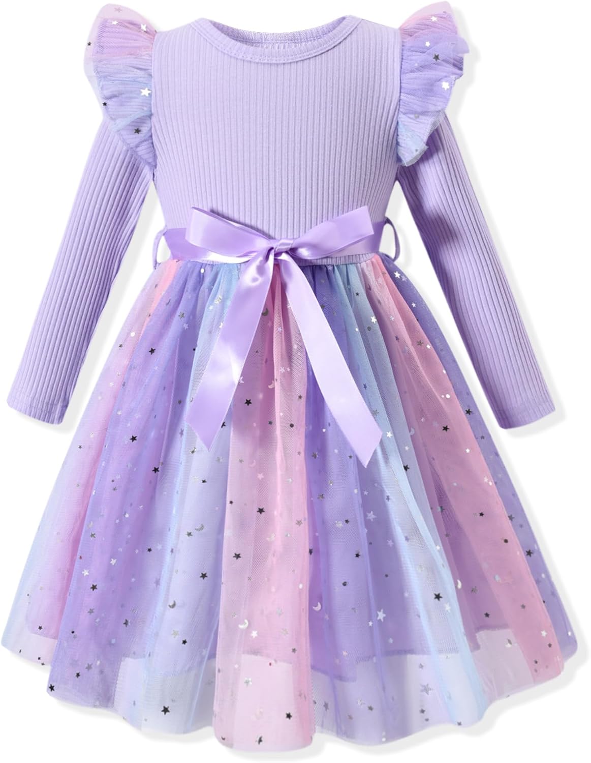 Toddler Girl Long Sleeve Tulle Dress 1-5 Years