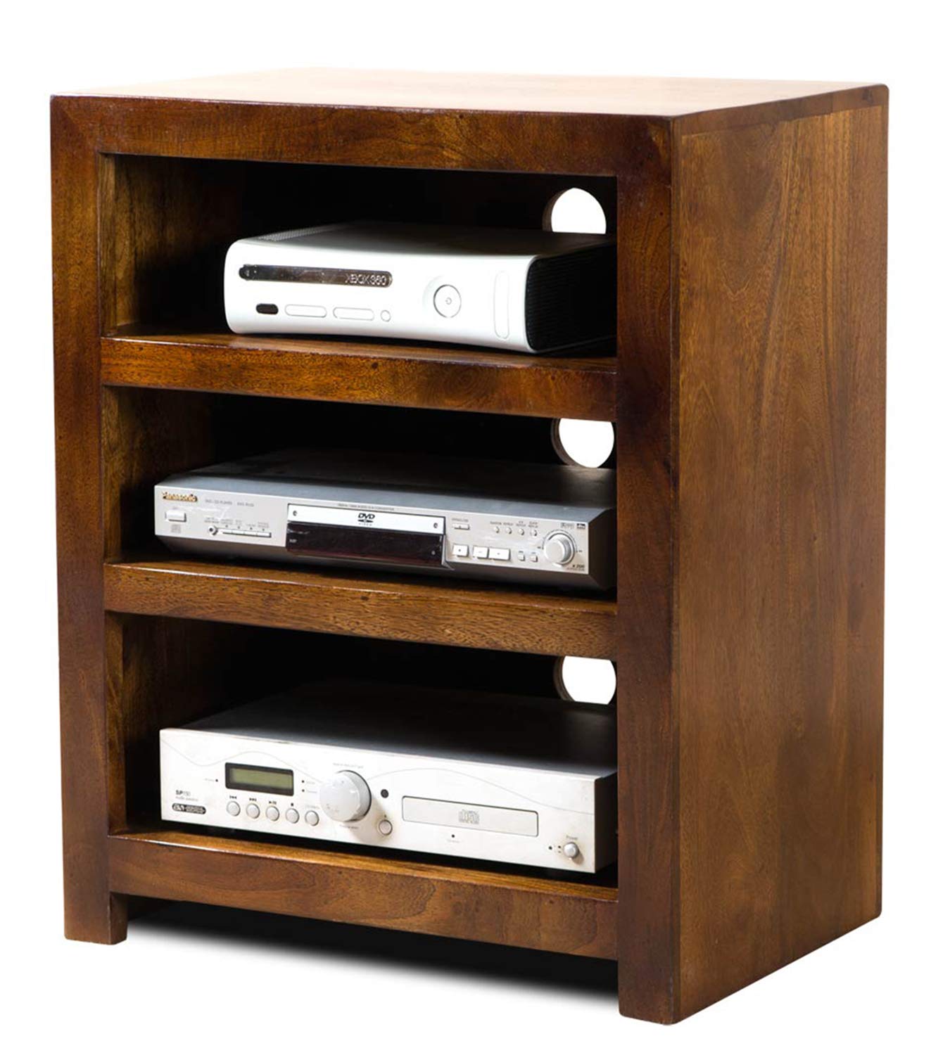 Home dekor MYRA Solid Wood T V Cabinet with Open Shelves Natural Finish