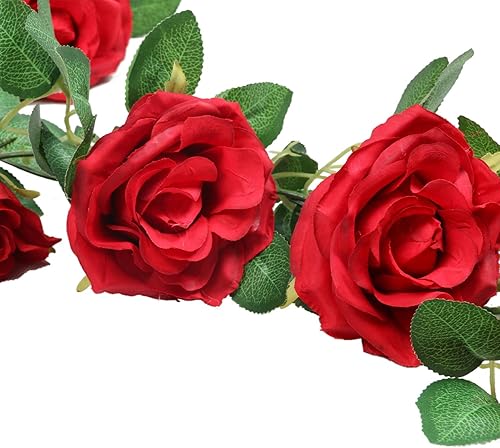 Miniatura 4 de SHACOS - Guirnaldas de rosas artificiales para colgar con hojas y flores para uso en el hogar, bodas, fiestas