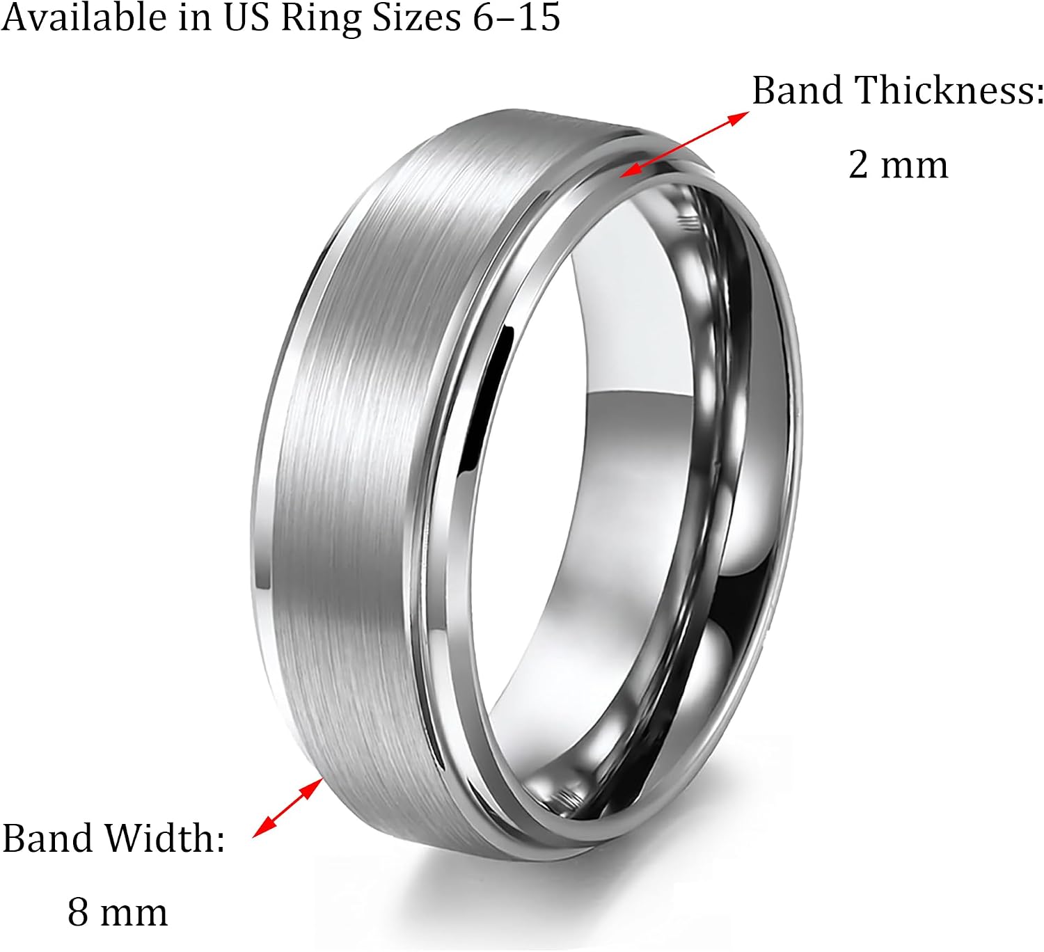 Stainless Steel Wedding Band Ring For Men Women Matte image 5
