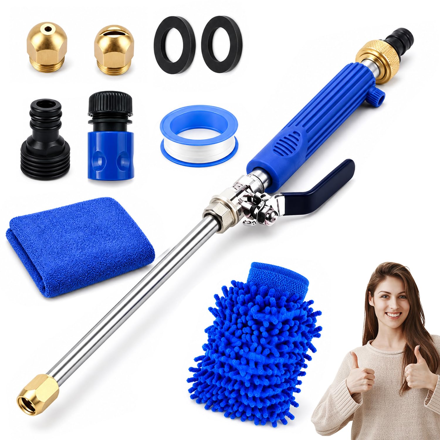 Photo 1 of High Pressure Power Washer Wand, 2?in?1 Metal Water Jet Nozzle with 2 Spray Tips & Quick Connectors, Turns Any Garden Hose into Power Washer for Cars, Patios, Decks & Outdoor Cleaning