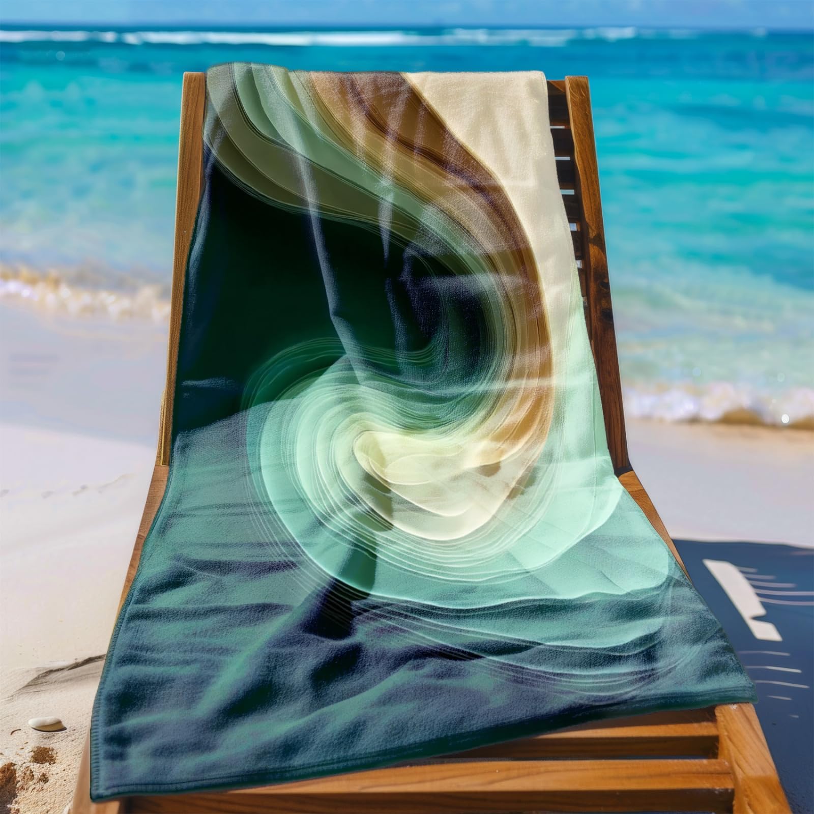 Drap de Plage XXL 200X200 Art Vert Et Jaune Serviettes de Plage en Microfibre,Serviette Piscine Extra Large sans Sable pour Adultes Séchage Rapide