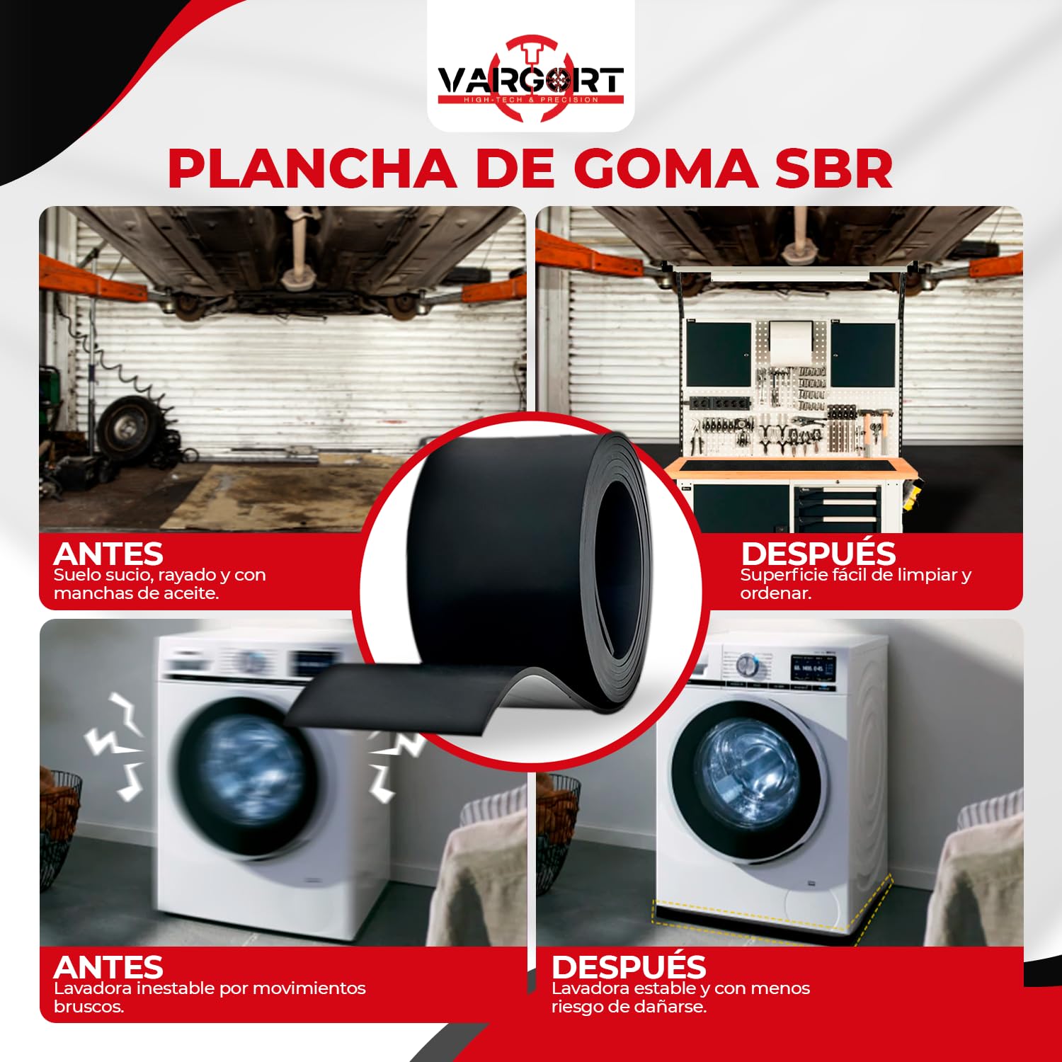 Plancha de Goma SBR 5mm | Lámina Antideslizante y Resistente a aceites | para Arandelas, Bricolaje, Suelo de Gimnasio, Manualidades, Aislamiento y usos industriales (5mm; Rollo 400cm, Ancho: 20cm)