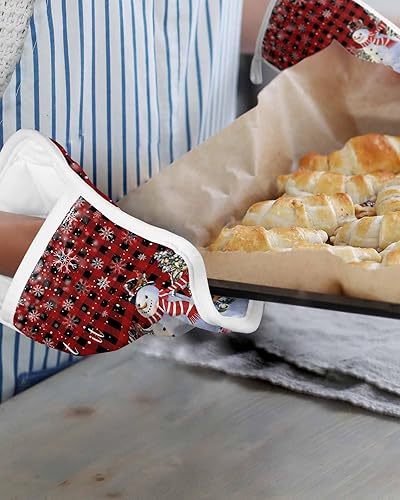 Miniatura 13 de Juego de 4 agarraderas de tela de rizo antideslizantes y aislantes de calor con bolsillo, guantes gruesos para horno, posavasos para hornear, bolas