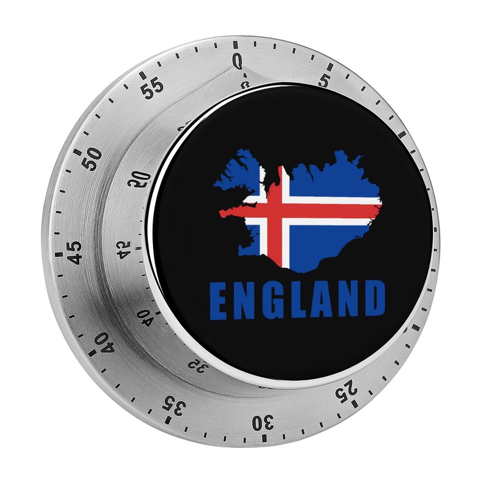 England Map Flag Mechanical Timer with Alarm for Kitchen Cooking Productivity Stainless Steel Timers