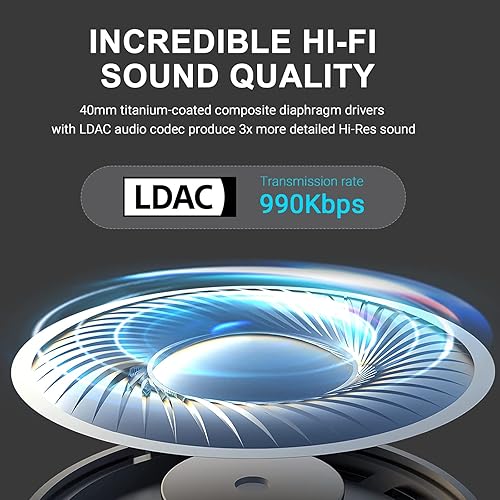 Miniatura 4 de Edifier W820NB Plus Auriculares con cancelación activa de ruido, auriculares inalámbricos sobre la oreja con sonido de alta resolución, 49 horas de