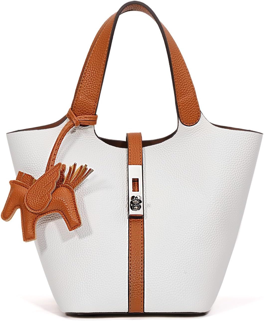 Kadynow Tote Bag for Women Vegan Leather Bucket Purse for Women Top Handle Handbag Shoulder Bag with Detachable Small Purse