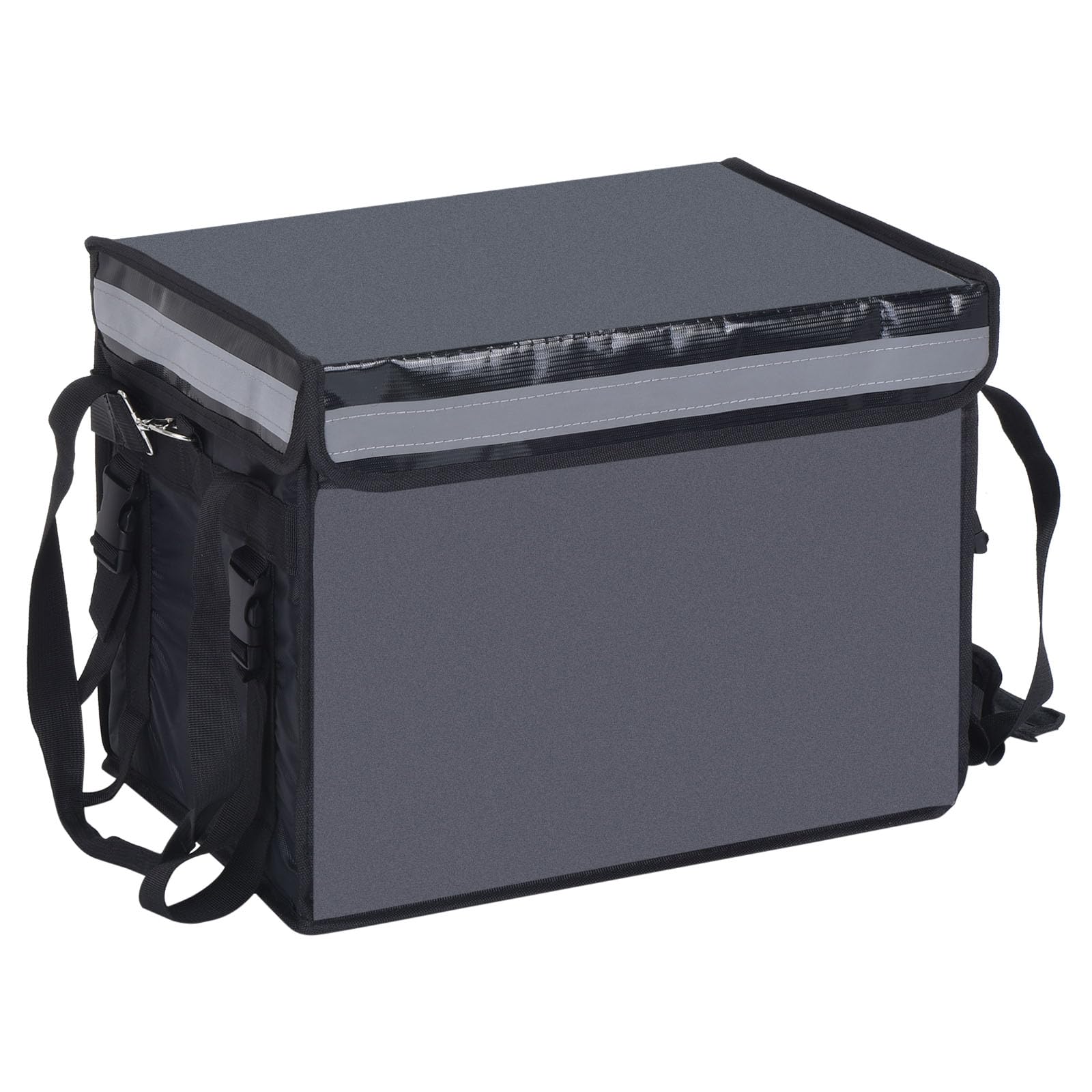 PATIKIL Pizza Delivery Bag, Black, 48L, XXL (18.1"x13.4"x13.4") Insulated Cooler Bag with Divider, Hook & Loop Closure, Shoulder Strap