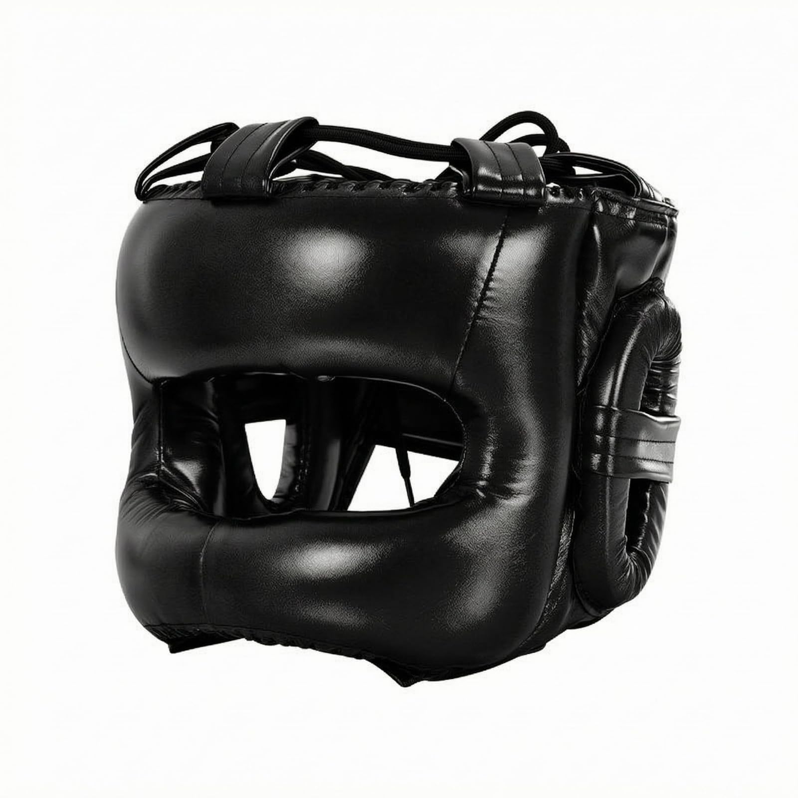 Casco sparring de boxeo con acabado brillante hecho en cuero sintético 8