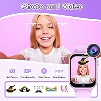 Vista 3 de Relojes inteligentes para niñas de 5 a 12 años, 26 juegos, pantalla táctil de alta resolución, reloj para niñas con cámara de video, reproductor