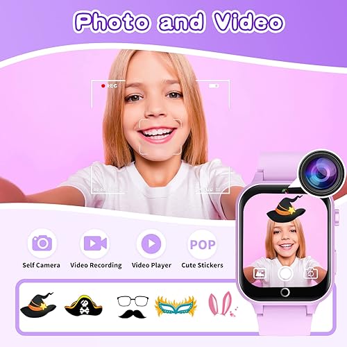 Miniatura 3 de Relojes inteligentes para niños de 5 a 12 años, 26 juegos, pantalla táctil de alta resolución con cámara de video, reproductor de música, podómetro,