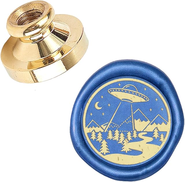 CRASPIRE Wax Seal Stamp Head UFO Removable Sealing Brass Stamp Head for Creative Gift Envelopes Invitations Cards Decoration
