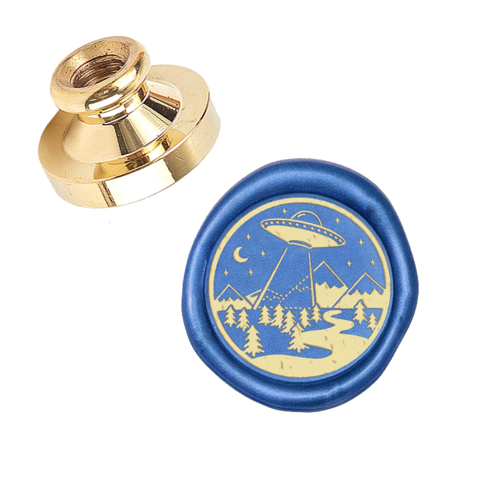 Hobbspring UFO Wachssiegel Stempel - 30mm Mit Holzgriff Für Briefe