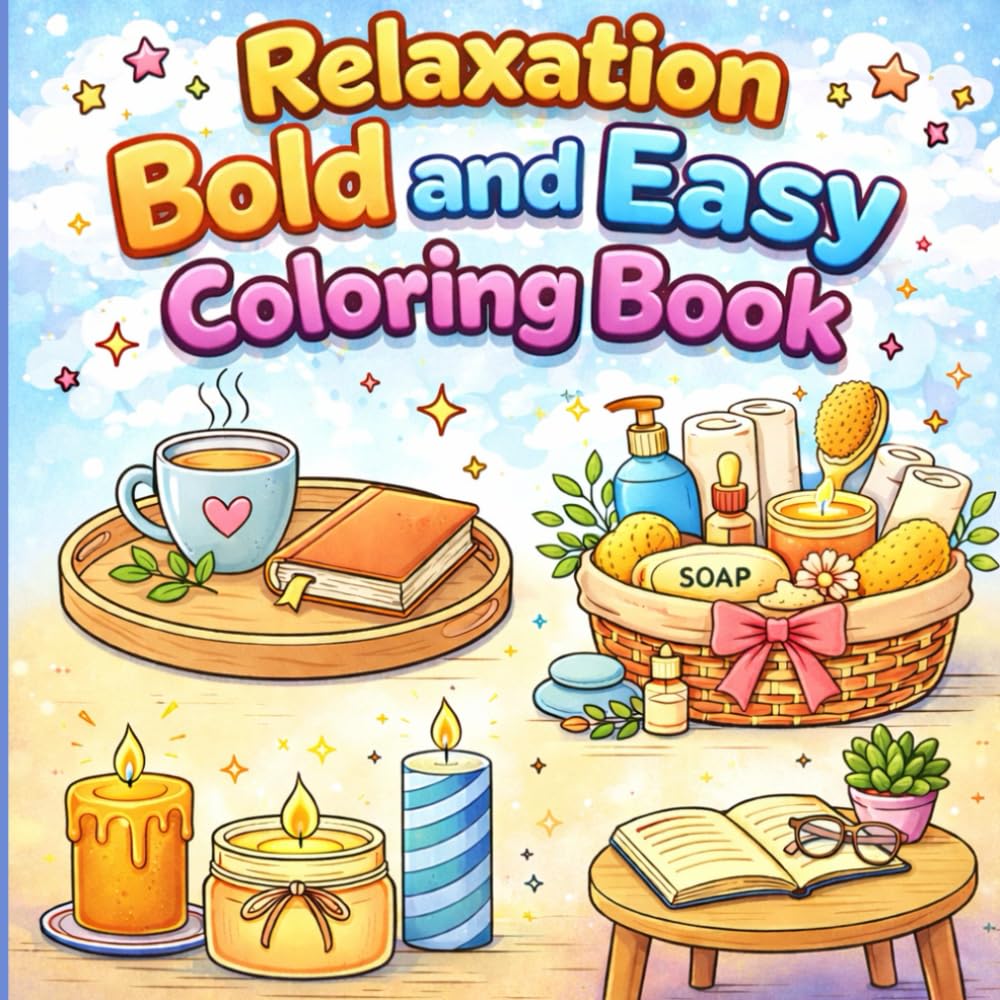 Relaxation Bold and Easy Coloring Book for Adults: Simple Cozy Designs for Stress Relief and Mindfulness