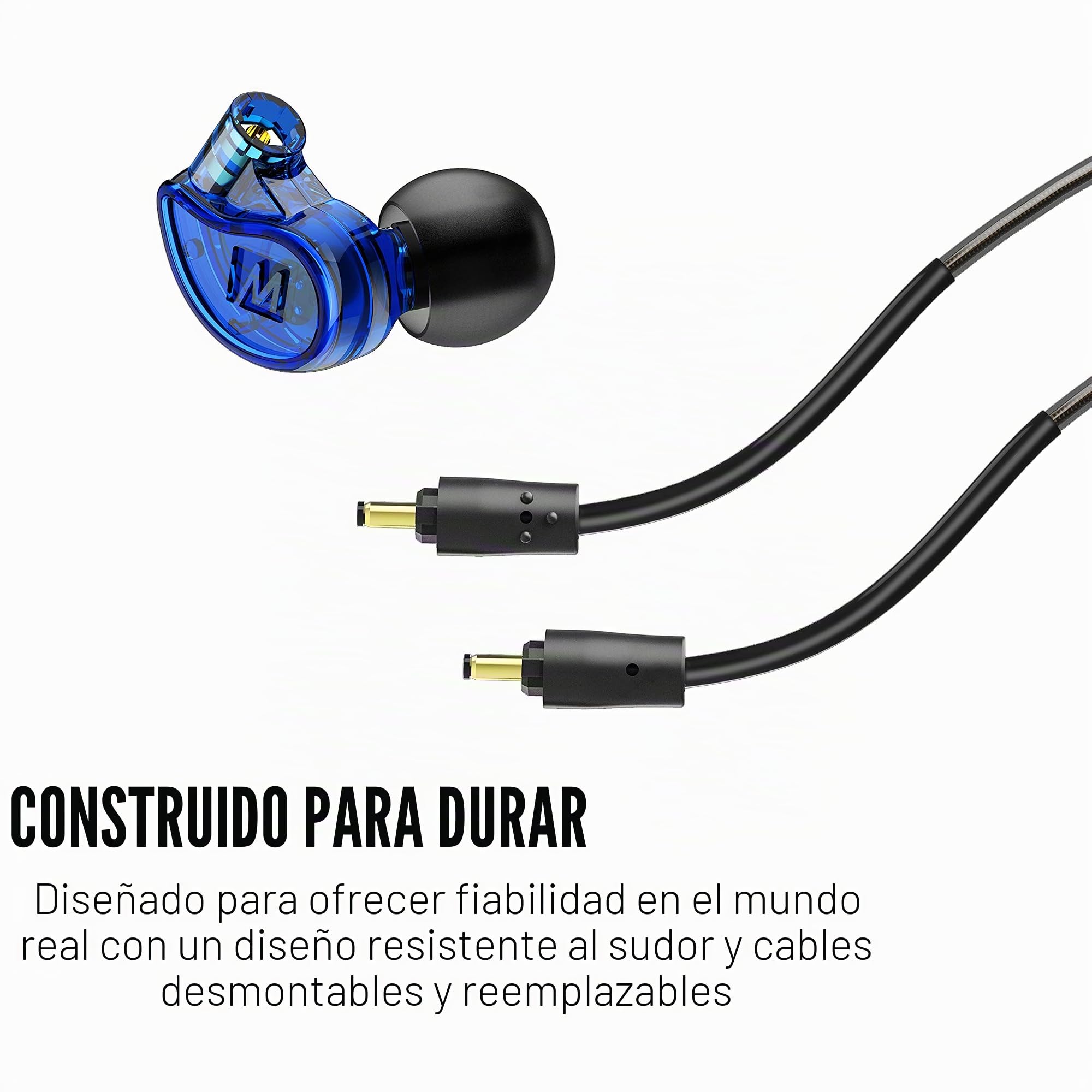 MEE audio M6 Pro Auriculares In Ear Estéreo HiFi con Sonido Preciso para Músicos, Cables con Memoria Gancho de Oreja, Auricular con Cancelación de Ruido de Estudio Profesional, 2 Cables Reemplazables
