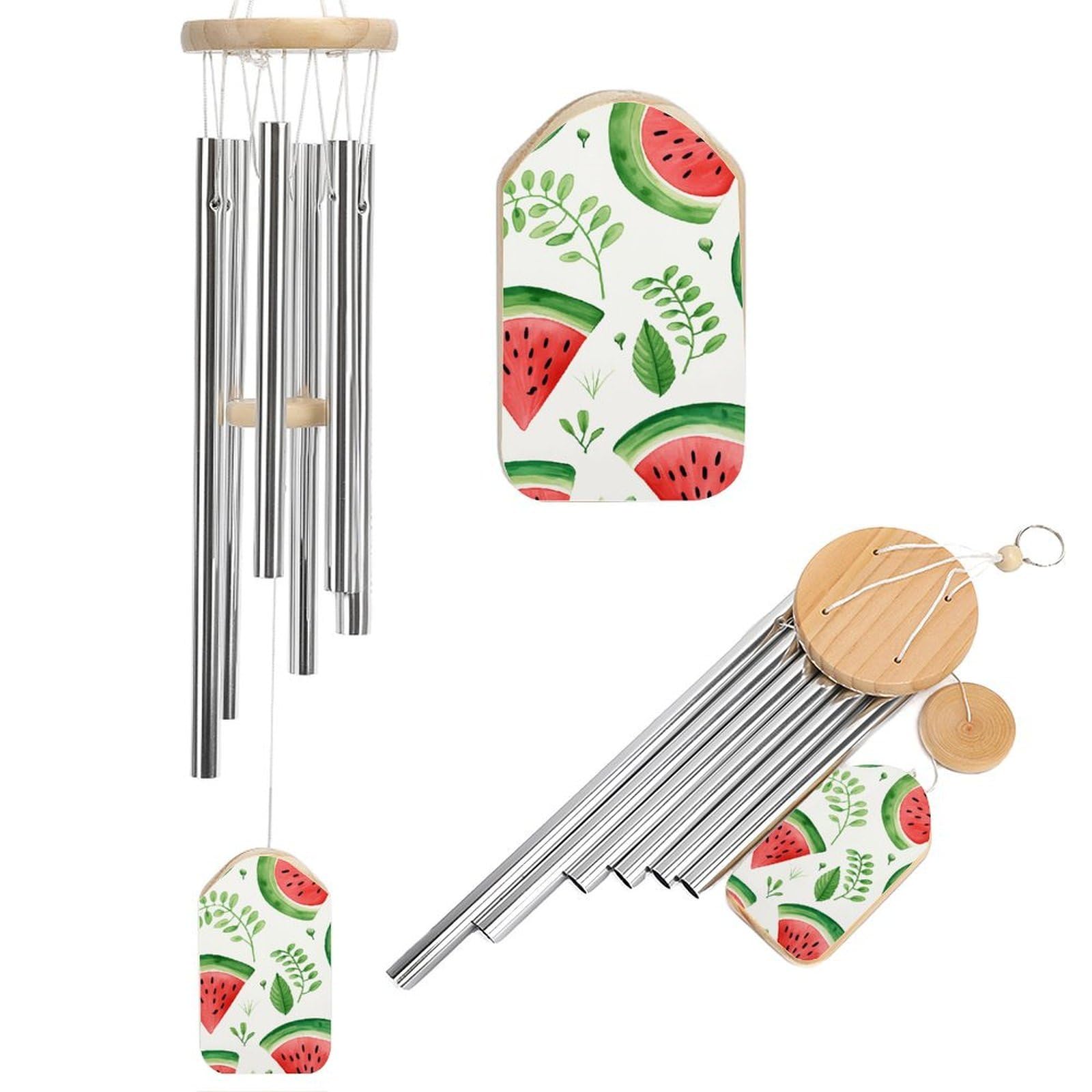 Watermelon Pattern Wind Chimes for Outside Memorial Gift Sympathy Wind Chimes Aluminum Tube Windchime with Hook Windbell for Outdoor Patio Garden Decor Housewarming Gift