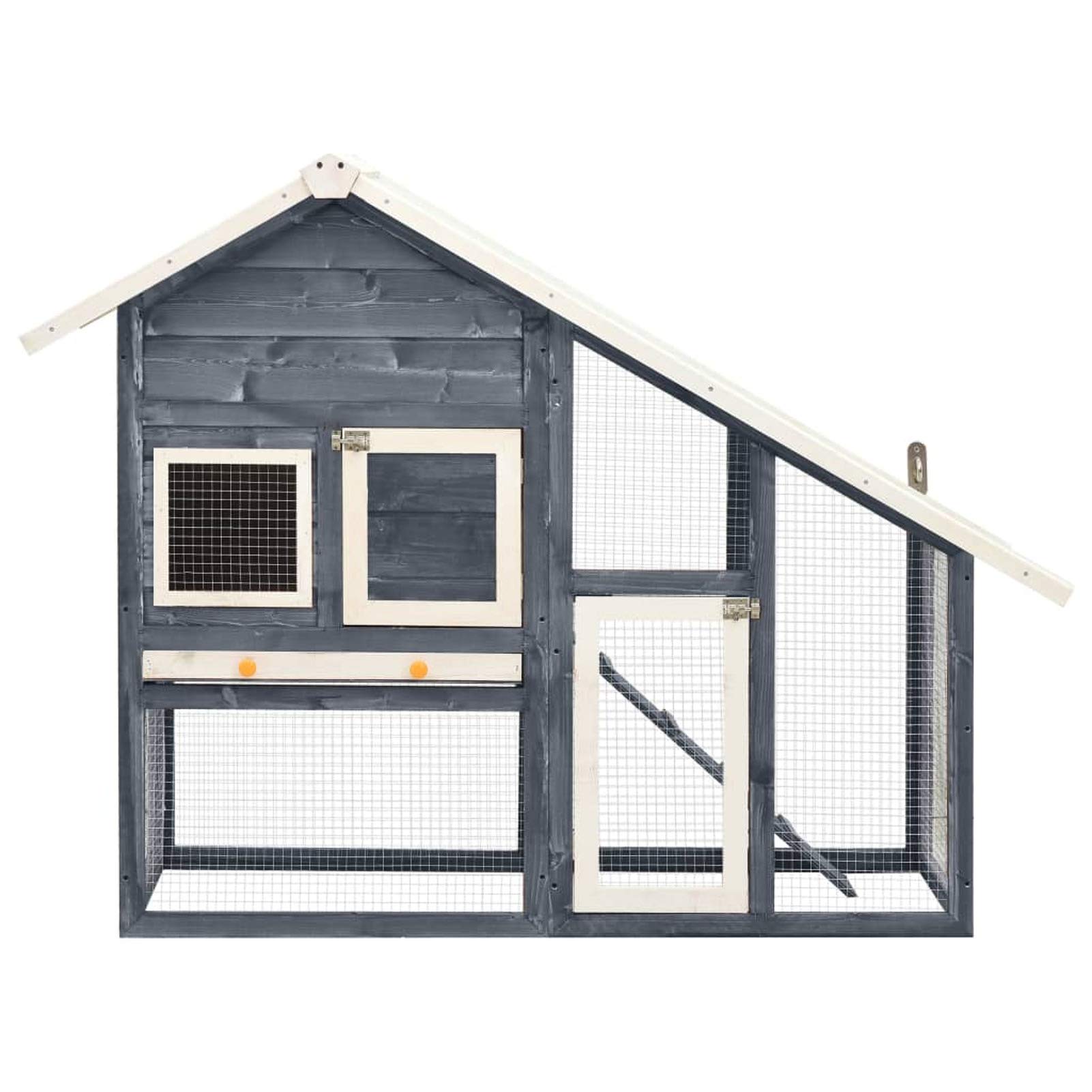 Conejera, SHUJING Jaula Cobaya, Jaulas para Conejos, Jaula Hamster, Casa Conejo, Casita Conejo, Nido Conejo, de Madera Maciza de Abeto Gris y Blanco 140x63x120 cm