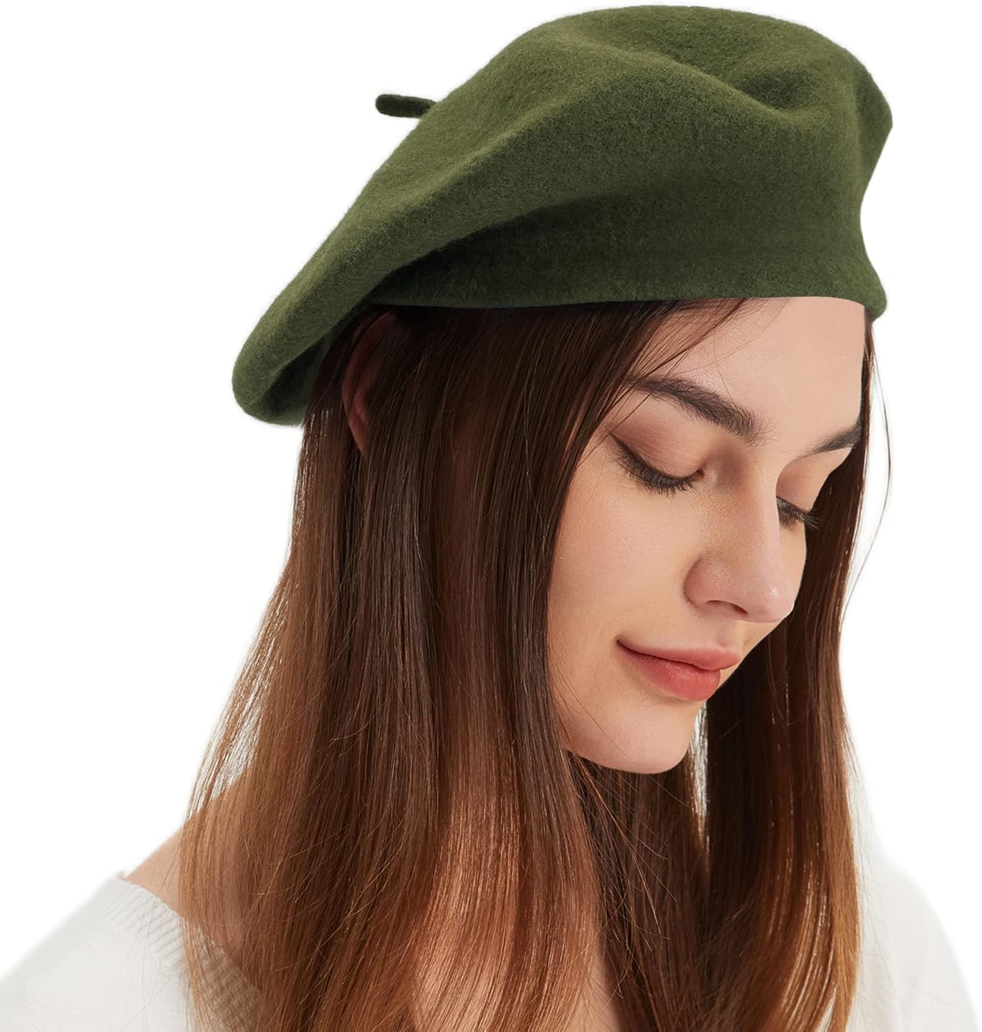 Wool Beret Hat French Beret Cap Winter Artist Painter Hat Solid Color for Women - Image 2