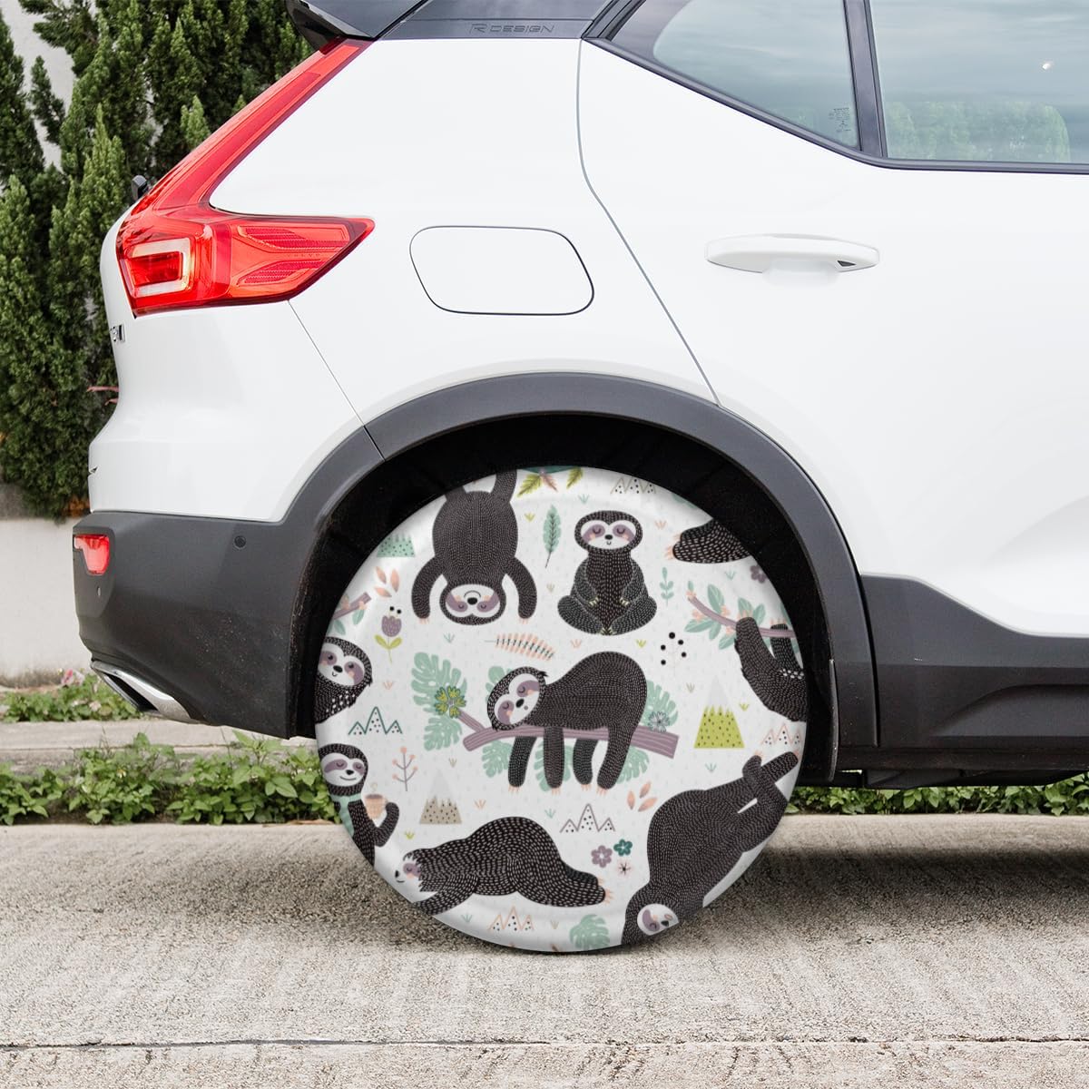 Sloth Lovely Tire Covers Portable Spare Tire Cover Soft Durable Waterproof Dustproof Set of 4 Bags 15 Inches for Car Truck SUV Trailer Camper