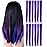 YaFex 12 Pcs Clip in Hair Extensions, 22 Inch Colored Hair Extensions Party Highlights Long Straight Synthetic Hairpieces for Women Kids Girls (Purple + Sapphire Blue)