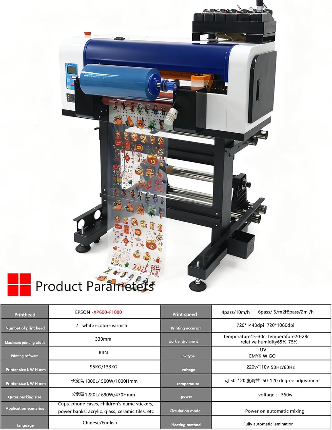 High-Speed Dual-Head UV Printer with F1080 Printheads, Roll-to-Roll Batch Printing, Professional Industrial UV Printing Machine, Multi-Material Compatible, Customizable