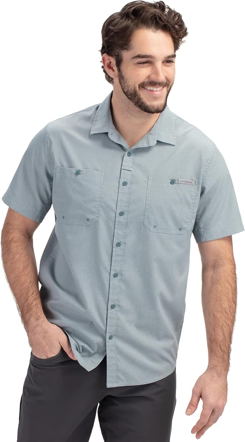 Vortex Men's Alpine Cove Short Sleeve Shirts - UPF Sun Protection, Moisture Wicking, Quick Dry. Temperature Regulating Fabric