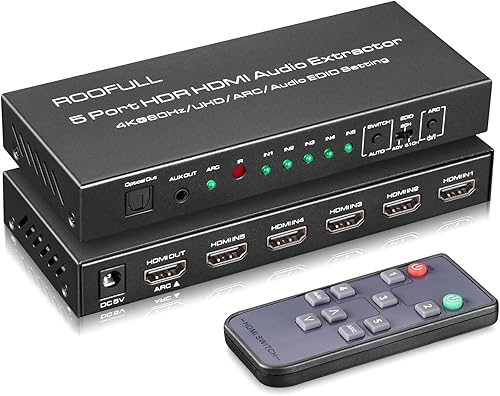 Miniatura 9 de ROOFULL 4 puertos 8K HDMI 2.1 Switch 4 en 1 salida 8K 60Hz 4K 120Hz HDMI Switcher Selector con soporte remoto Conmutación automática 48Gbps HDR 10+