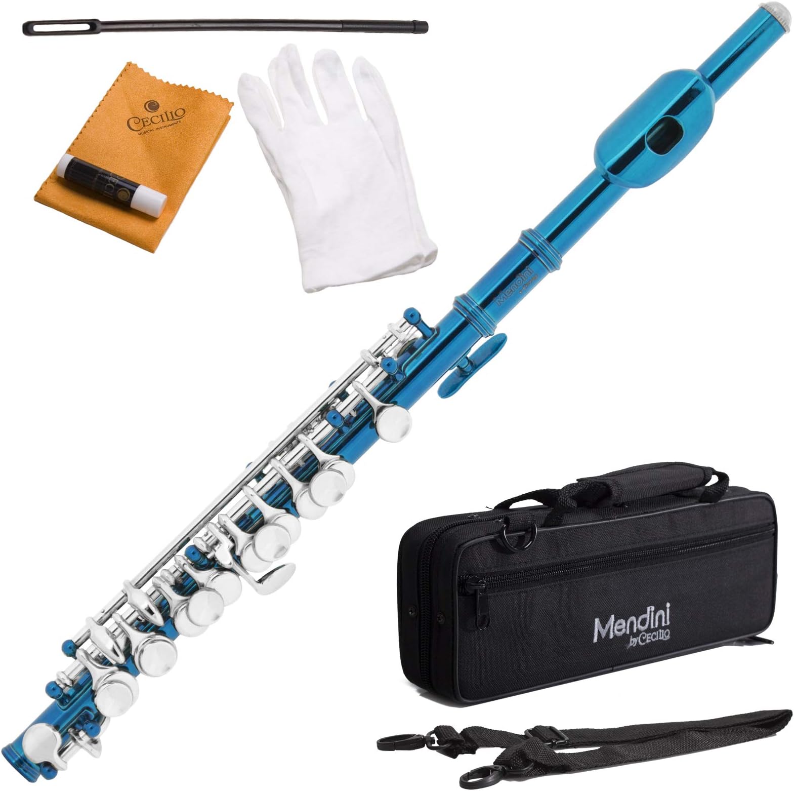 Mendini by Cecilio C Piccolo, Sky Blue with Nickel Plated Keys, MPO-SBN (Renewed)