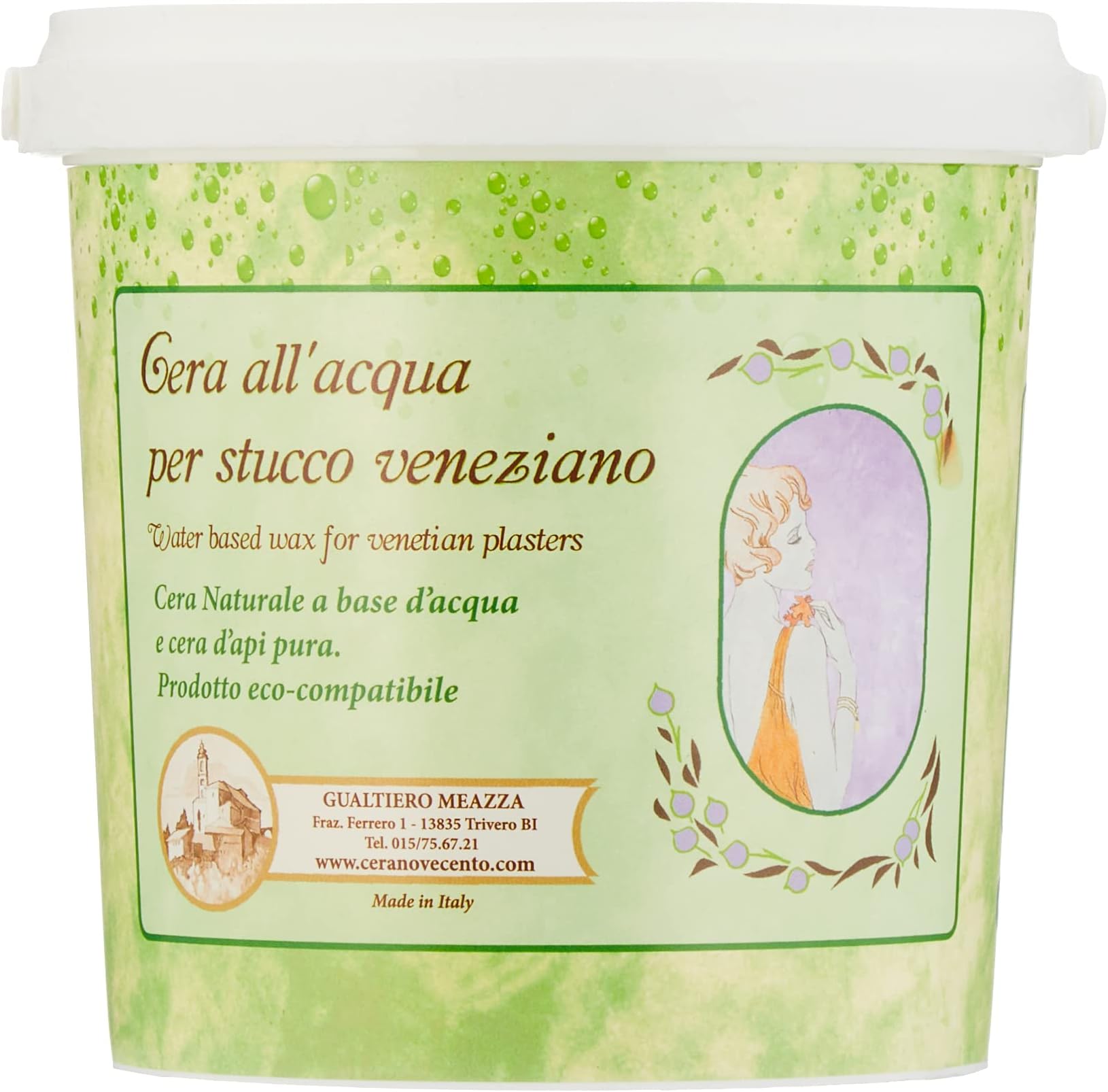 NOVECENTO Y860 Water Art Stucco Wax, Neutral, 1 Litre - Waterproofing, Polishing, Wet Environments - Surface Protection Wax for Venetian stucco, Natural Stone, Marble, Decorative Surfaces